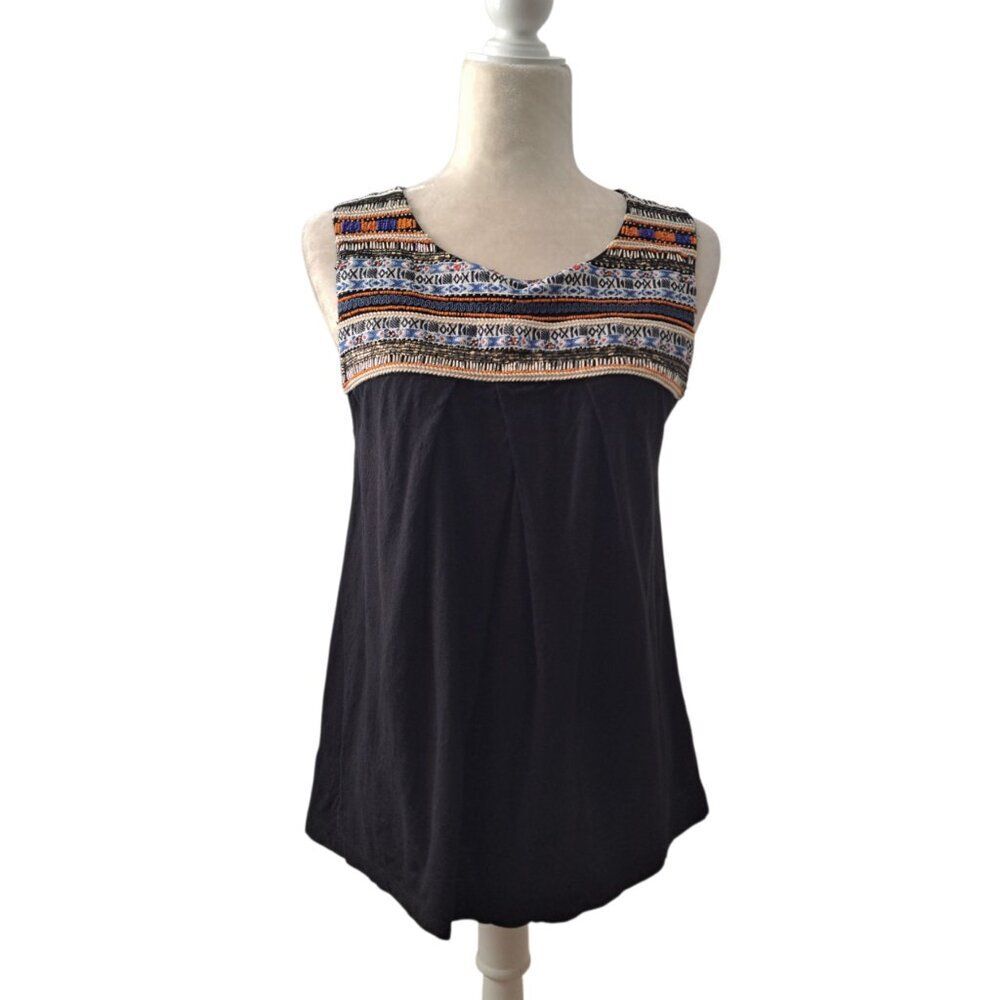 Anthropologie Akemi + Kin Women's Sleeveless Beaded Tribal Black Multi Sz Medium